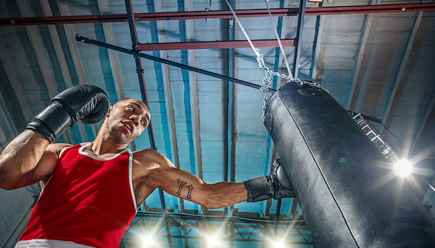 Free photo afro american male boxer.