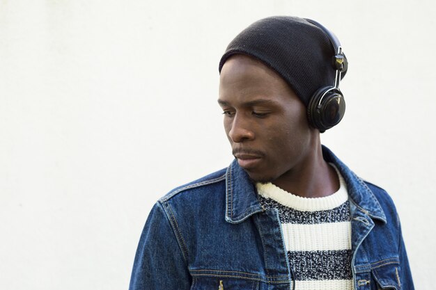 Afro american man with headphones