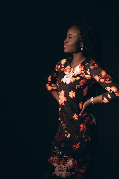 Afro american woman model in studio