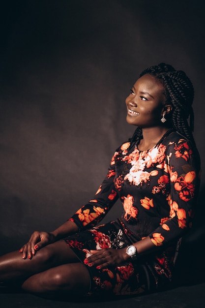 Afro american woman model in studio