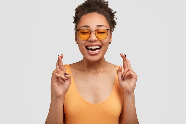 Afro lady with happy expression