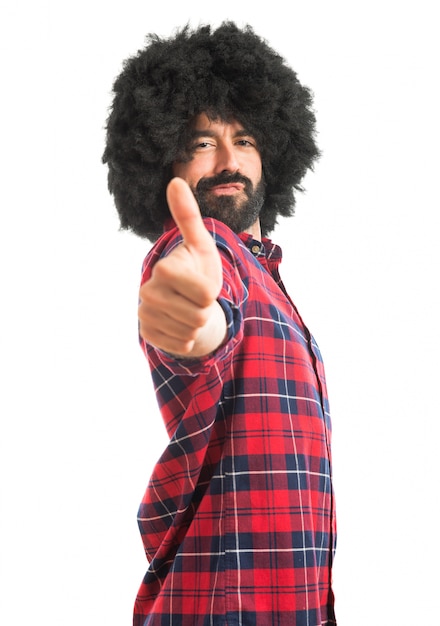 Afro man with thumb up