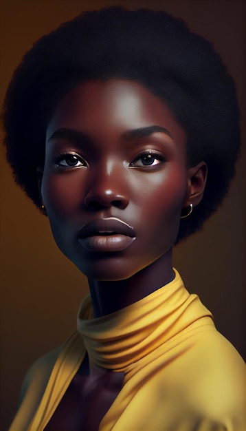 Afro young adult woman exudes confidence generative AI