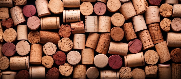 Aged wine corks lined up once sealing in rich flavors