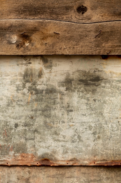 Aged wooden surface with rusty metal