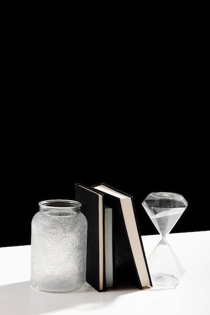 Agenda and Hourglass with Copy Space