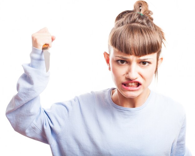 Aggressive teenager with a knife