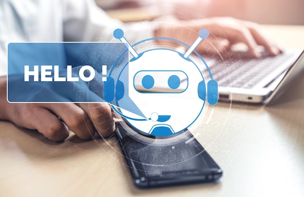 Ai chatbot smart digital customer service application concept.