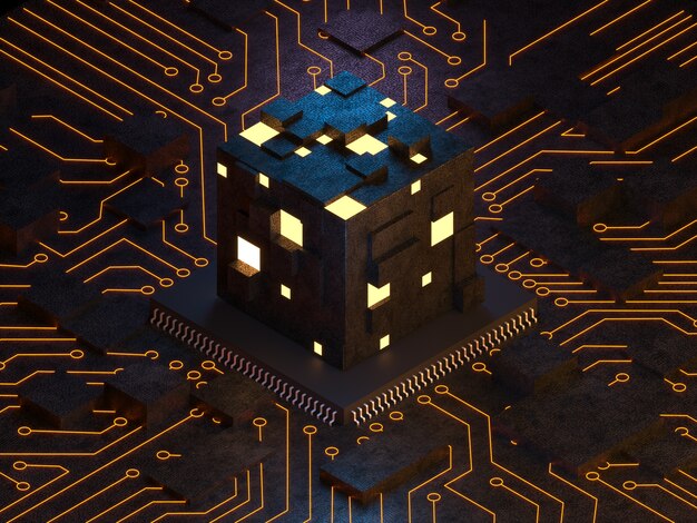 ai cloud concept with cube