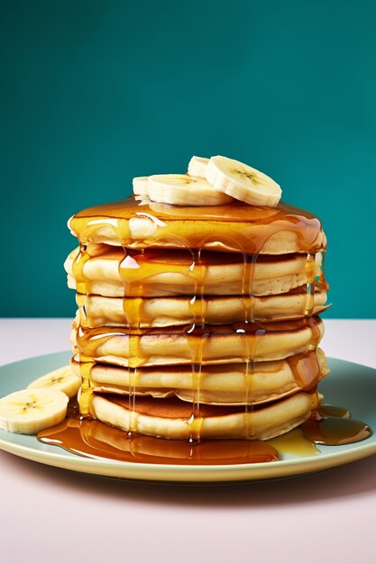Ai generated image of banana pancakes