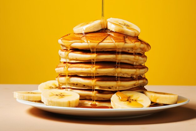 Ai generated image of banana pancakes