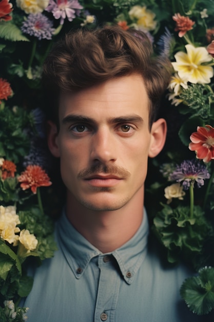 Free photo ai generated of man bloom portrait