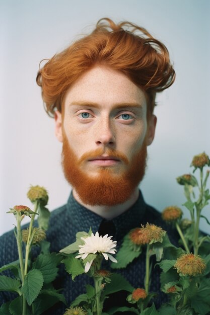 Ai generated of man bloom portrait