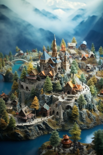 Foto gratuita ai ha generato città fantasy medievali