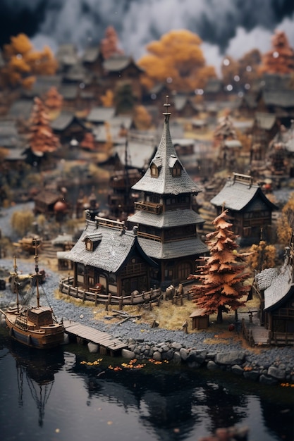 Foto gratuita ai ha generato città fantasy medievali