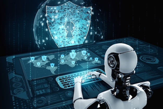 Робот искусственного интеллекта, использующий кибербезопасность для защиты конфиденциальности информации