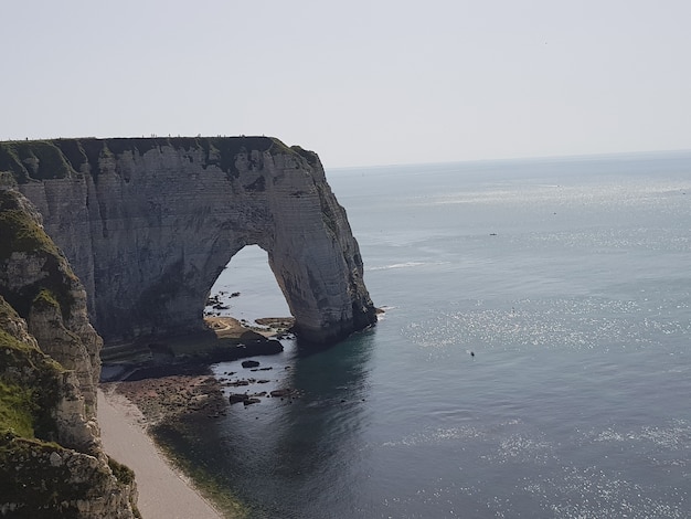Free photo aiguille d'etretat surrounded by the sea under the sunlight in france