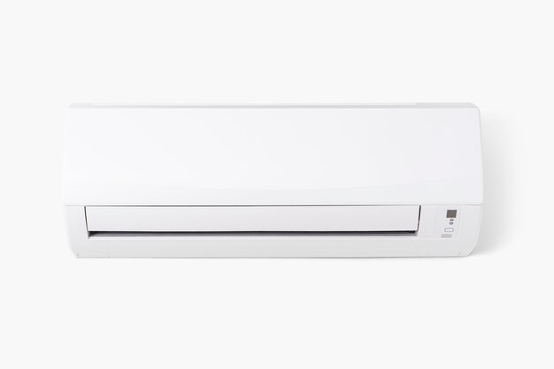 Air conditioner mounted on a white wall