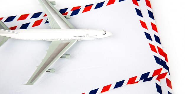 Airmail envelope with model airplane