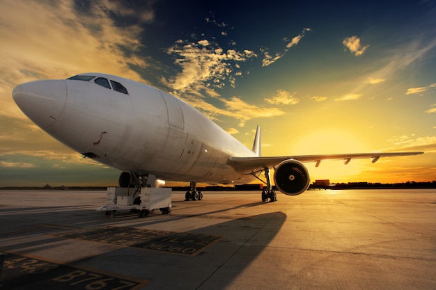 Airplane at sunset 