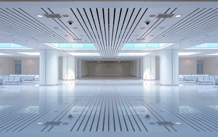 Free Photo airport hall with seats on the sides