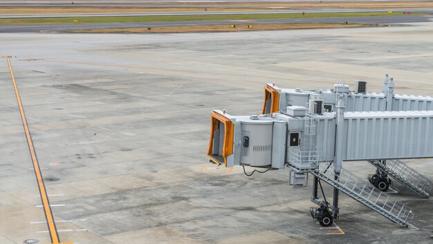 Airport terminal boarding gate .