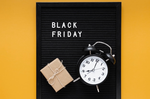 Alarm clock on black friday frame