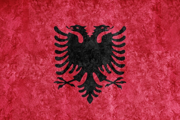 Free photo albania metallic flag, textured flag, grunge flag