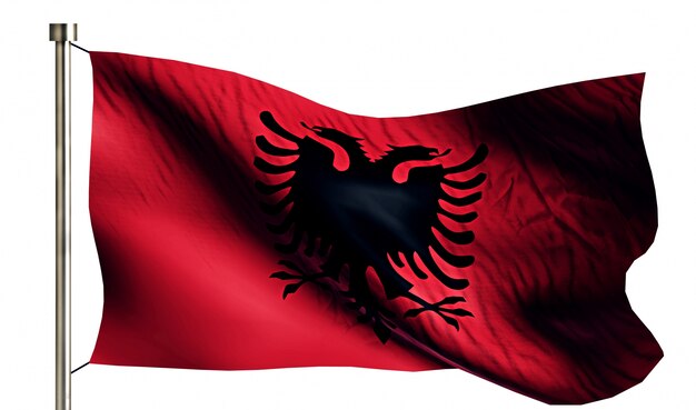 알바니아 국기 절연 3D 흰색 배경