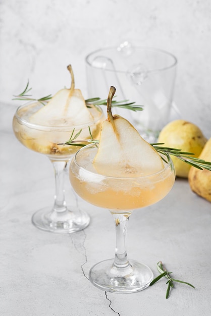 Alcoholic beverage cocktail with pear