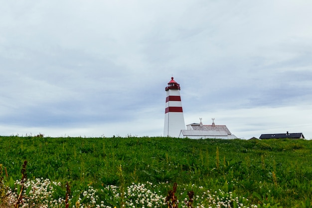 Alnes lighthouse at godoy island near alesund; norway