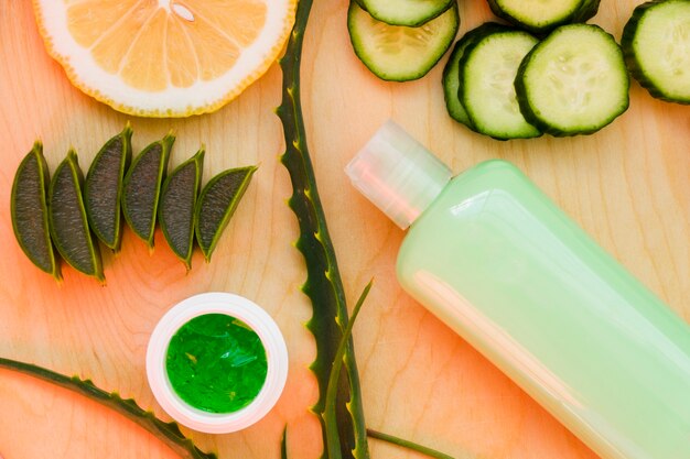 aloe vera and cucumber with beauty cream