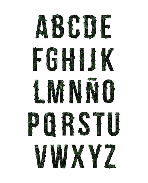 alphabet concept with dark botanic
