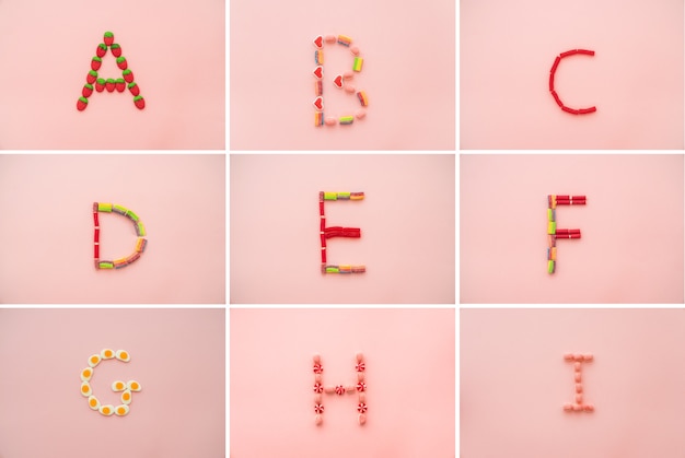 Free photo alphabet made of candies