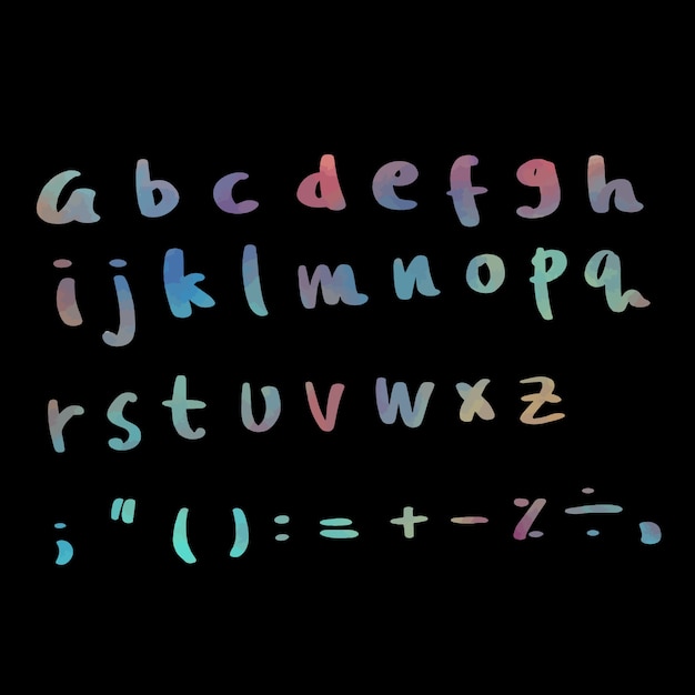 Alphabet text with black background