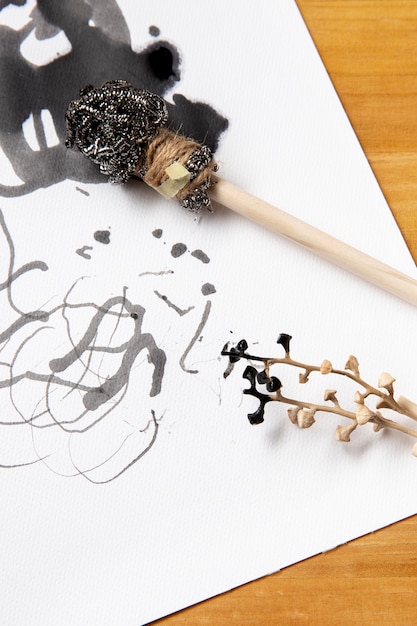 Alternative modern paint brushes with ink