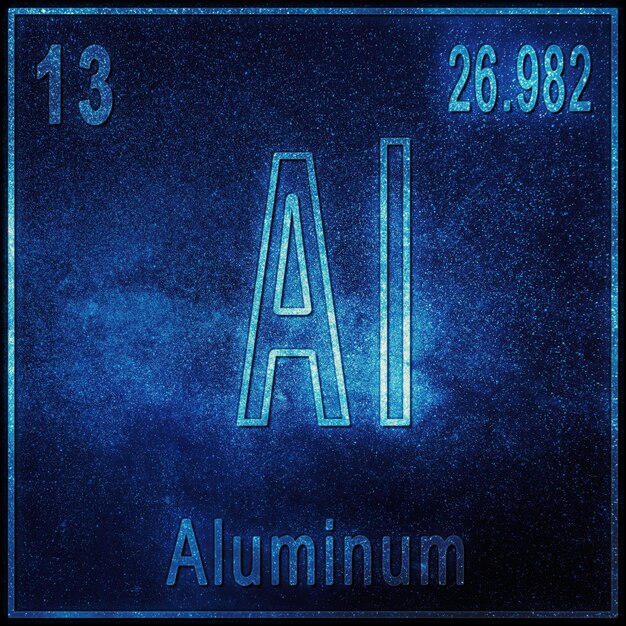 アルミニウム化学元素、原子番号と原子量の記号、周期表元素