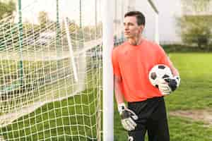 Foto gratuita concetto di calcio amatoriale con portiere