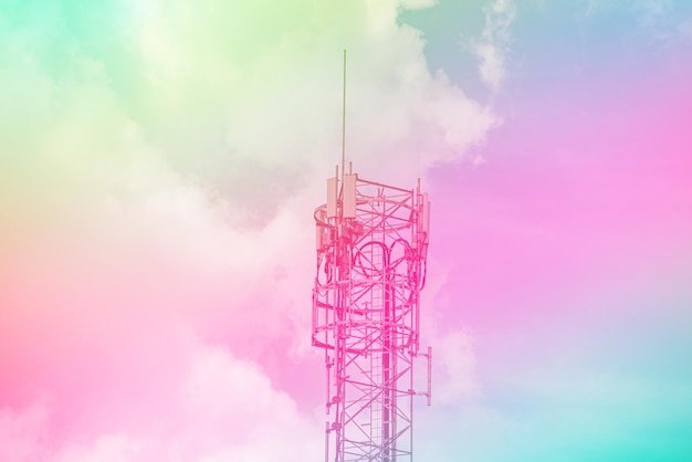 Amazing beautiful sky with clouds - with antenna