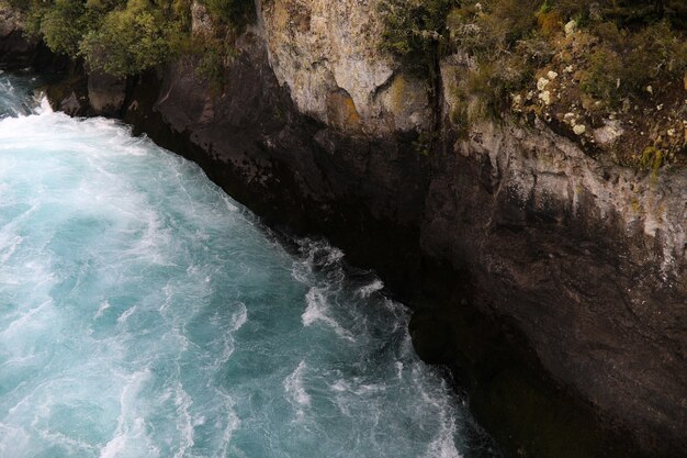 Amazing high angle shot of a raging river