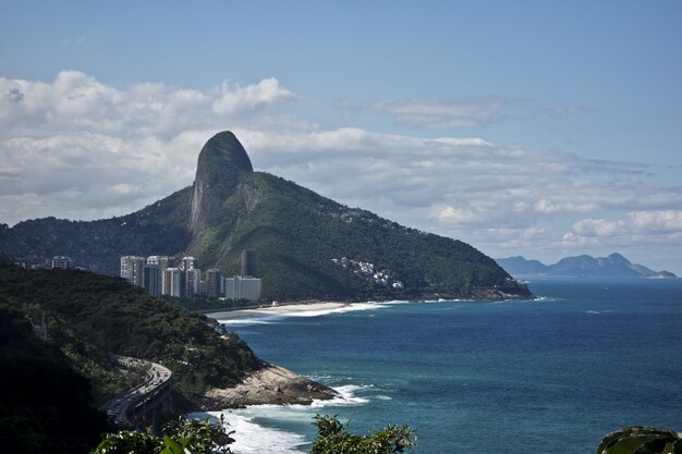 Amazing shot of the Rio de Janeiro's beach on a majestic mountain