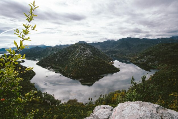 Amazing view of Rijeka Crnojevica Skadar lake national park Montenegro