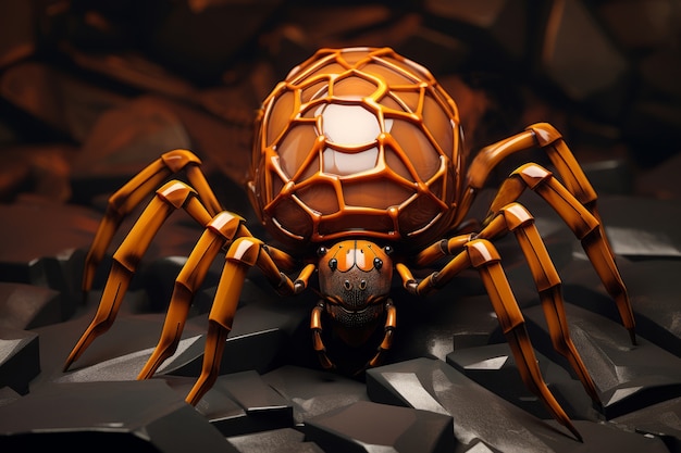 Amber like three-dimensional spider