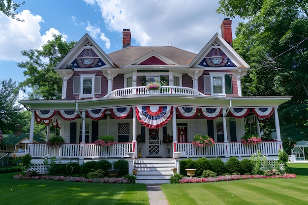 Foto gratuita colori americani decorazioni domestiche per la celebrazione del giorno dell'indipendenza