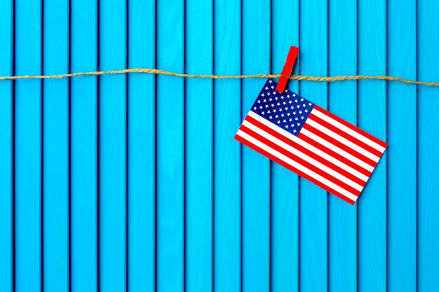 American flag background on clothesline