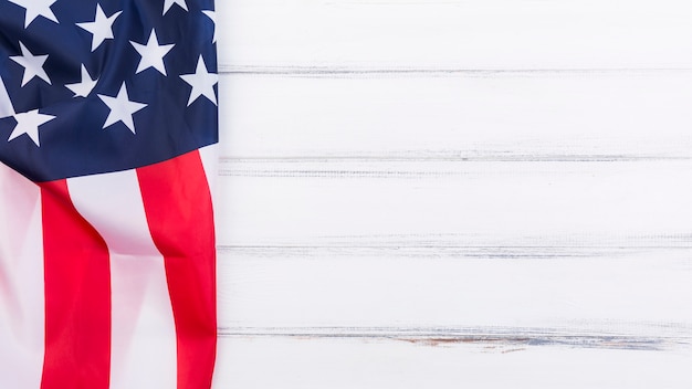 American flag banner on white surface