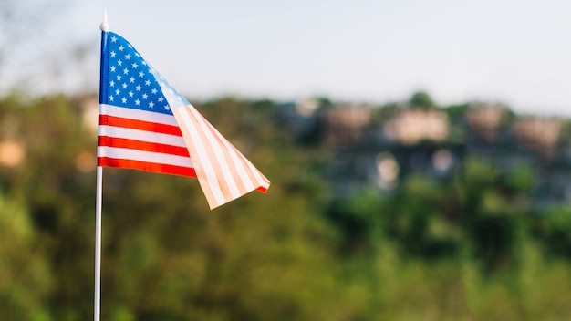 American flag on blurred background