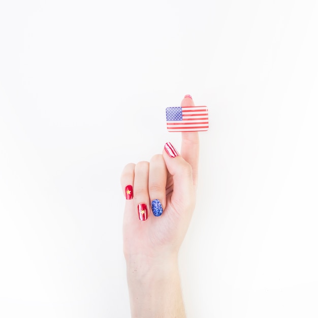 American flag on finger