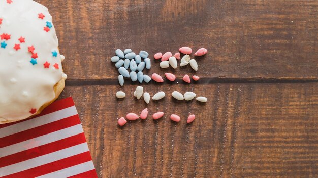 American flag from colored sunflower seeds