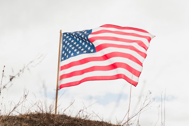 Foto gratuita bandiera americana sulla collina